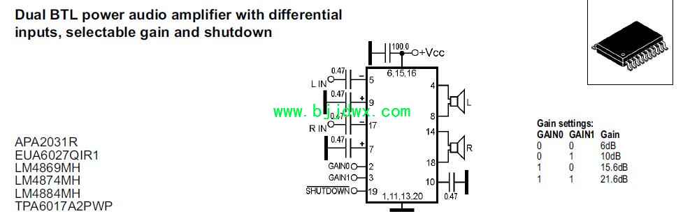APA2031A EUA6027QIR1 LM4869MH LM4884MH TPA6017A2PWPӦ�õ�·ͼֽ.jpg