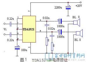 TDA1521�ĵ���Դ�ӷ���˫��Դ���߷�����ͼ